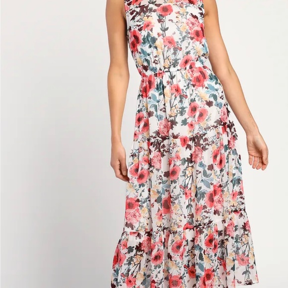 Lulus “In my dreams white print midi floral dress” - Picture 3 of 4